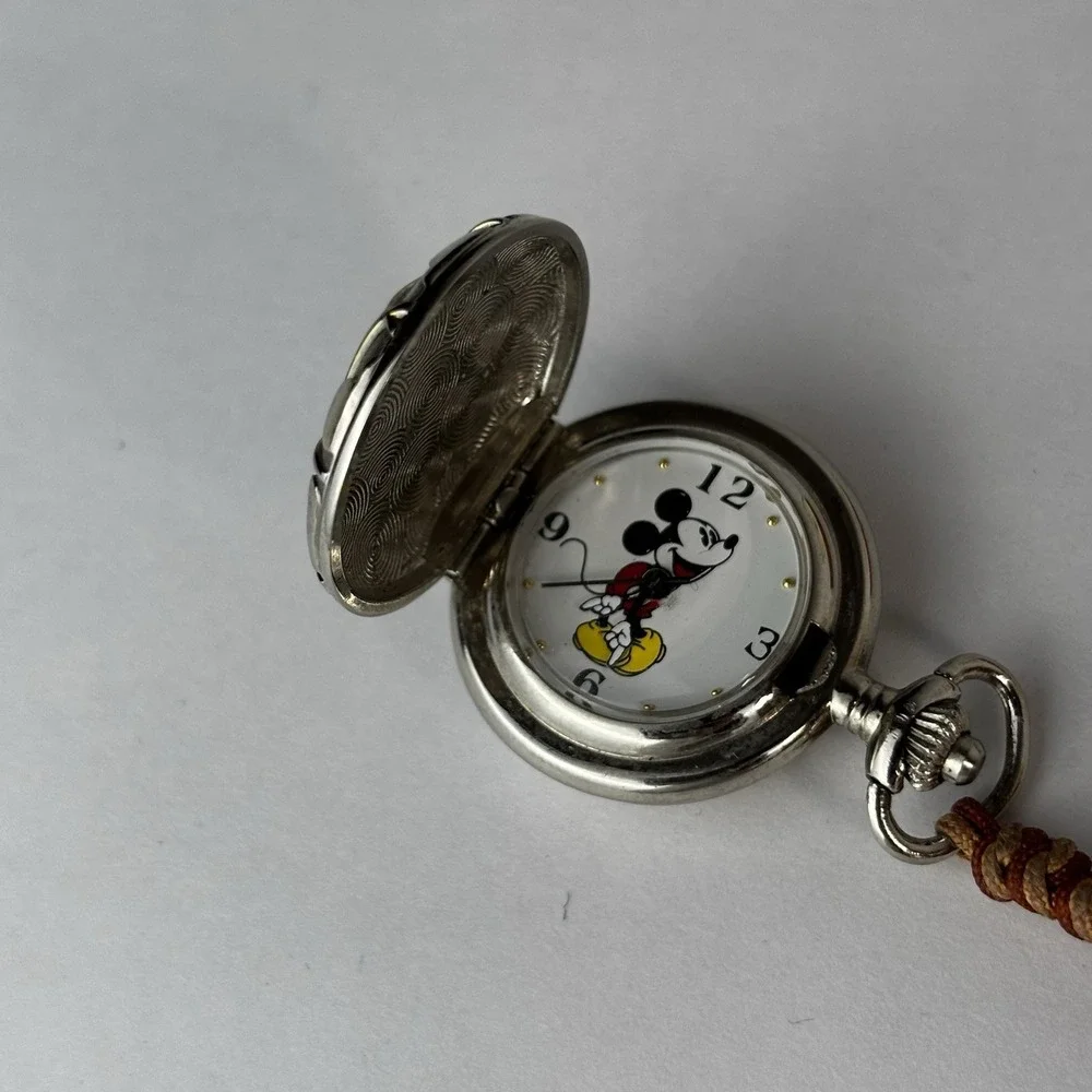 HTF Rare KREMENTZ Disney MICKEY MOUSE Quartz POCKET WATCH Japan Movt New Battery